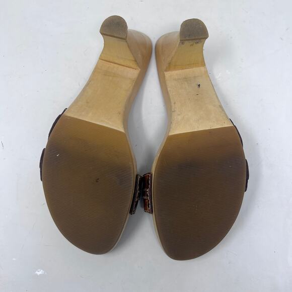 Xhilaration Vintage Sandal Women's 9.5 Y2K Leather Open Toe Wooden Platform Heel - Picture 11 of 12